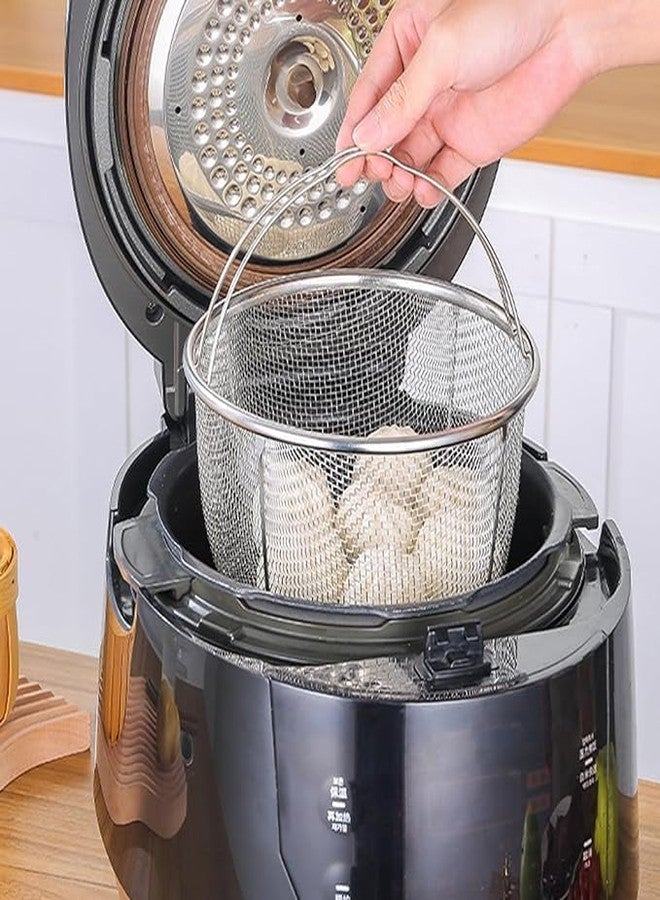 SHREESAMP Stainless Steel Steam Basket Round Shape with Fryer Oven Steamer Mesh Net with Folding Handle Strainer for Cooking Kitchen Fruits Vegetables Colander Steam Basket [ 24x 23x 9.5 CM ], Silver - Image 4